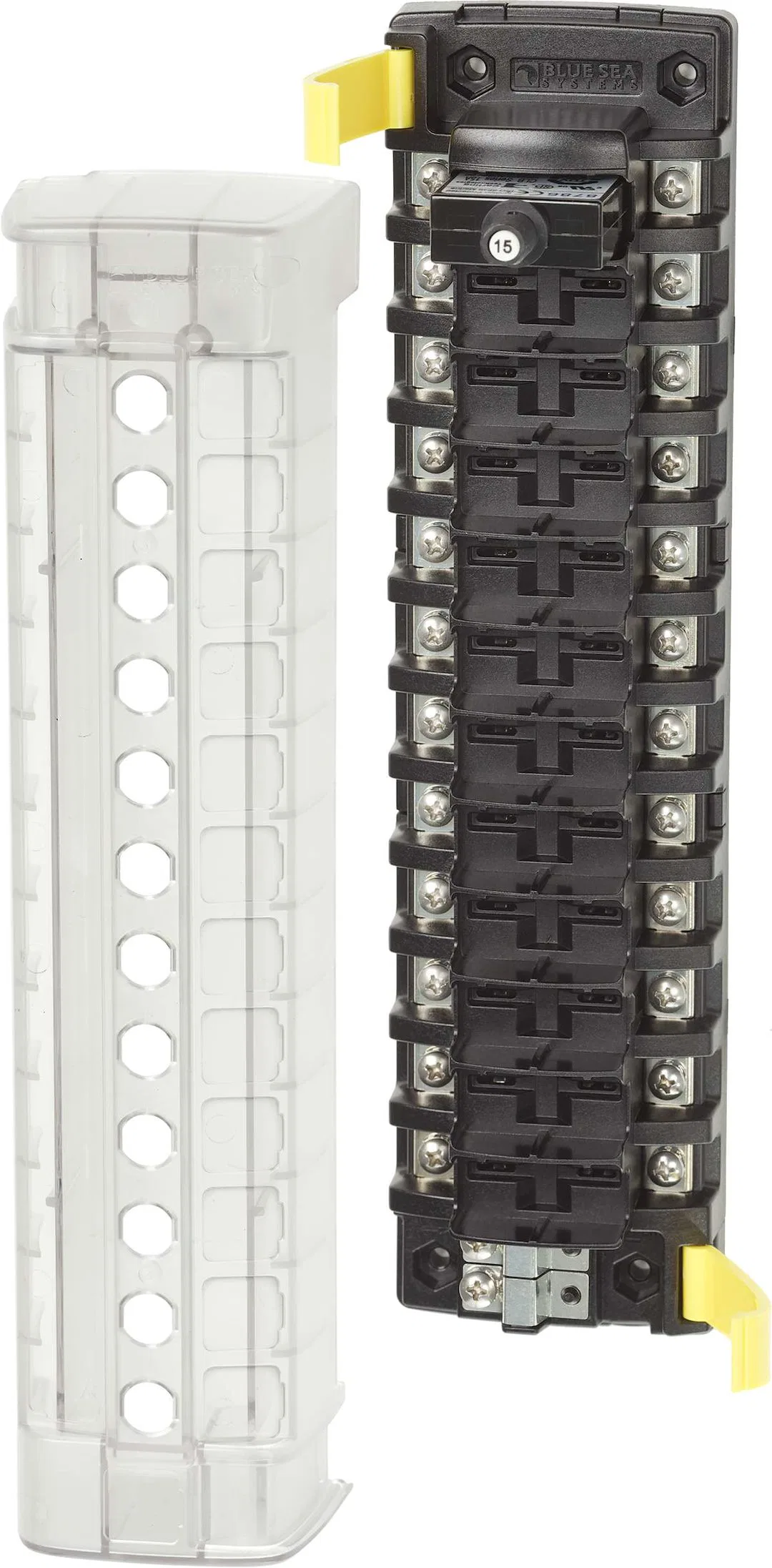 5051-BSS – BLUE SEA Circuit Breaker Block, 12 Position Independent Source Without Ground Base 32 Amp Per Circuit/ 40 ...
